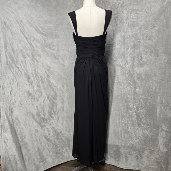 Black Ruched Evening Gown Sweetheart Neckline Maxi Dress Sz 12 Vamp Classic Prom - Picture 4 of 10